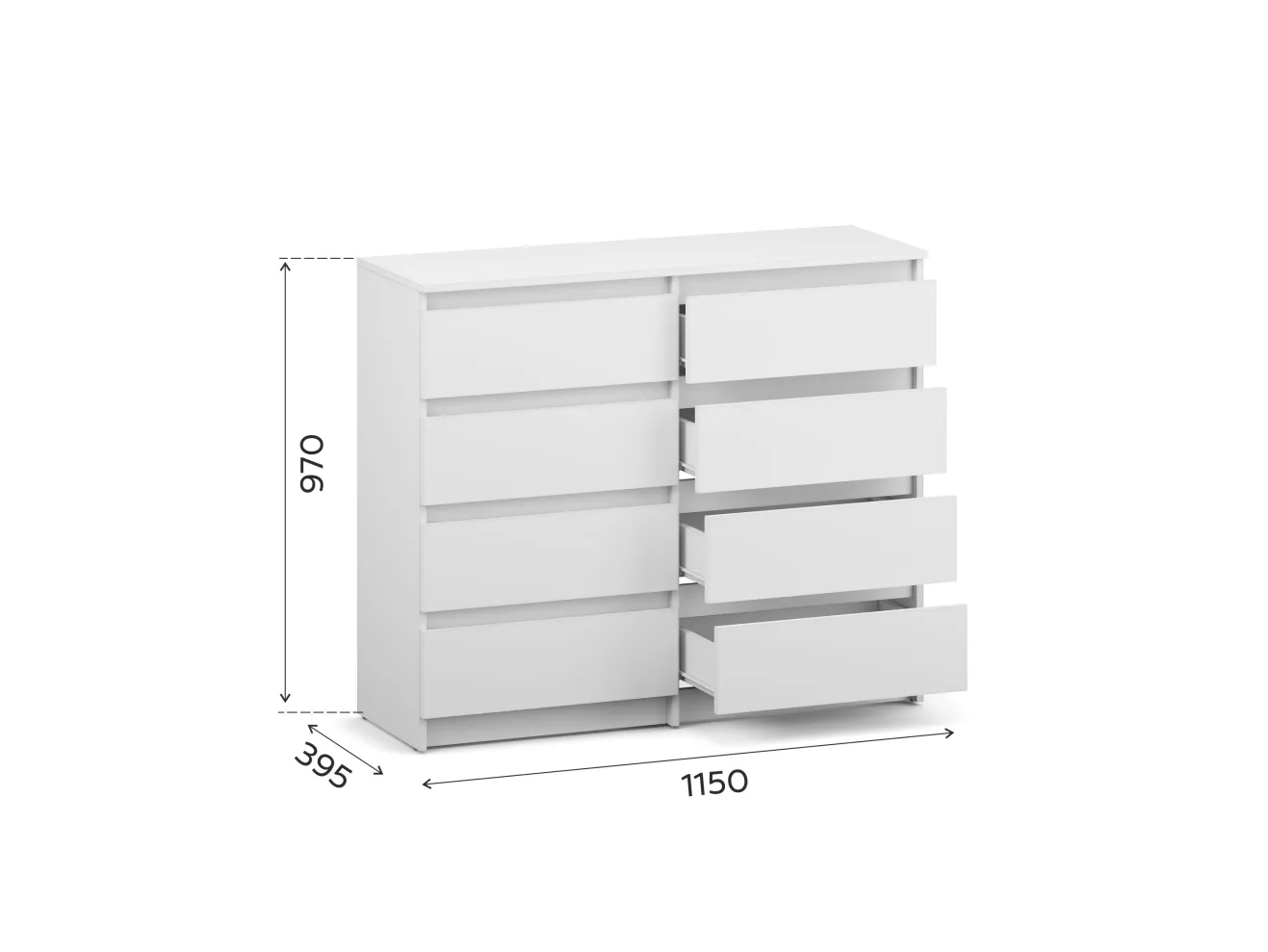 Комод Чикаго Стрит Вайт (8 ящиков), Белый арт. 00-00323951