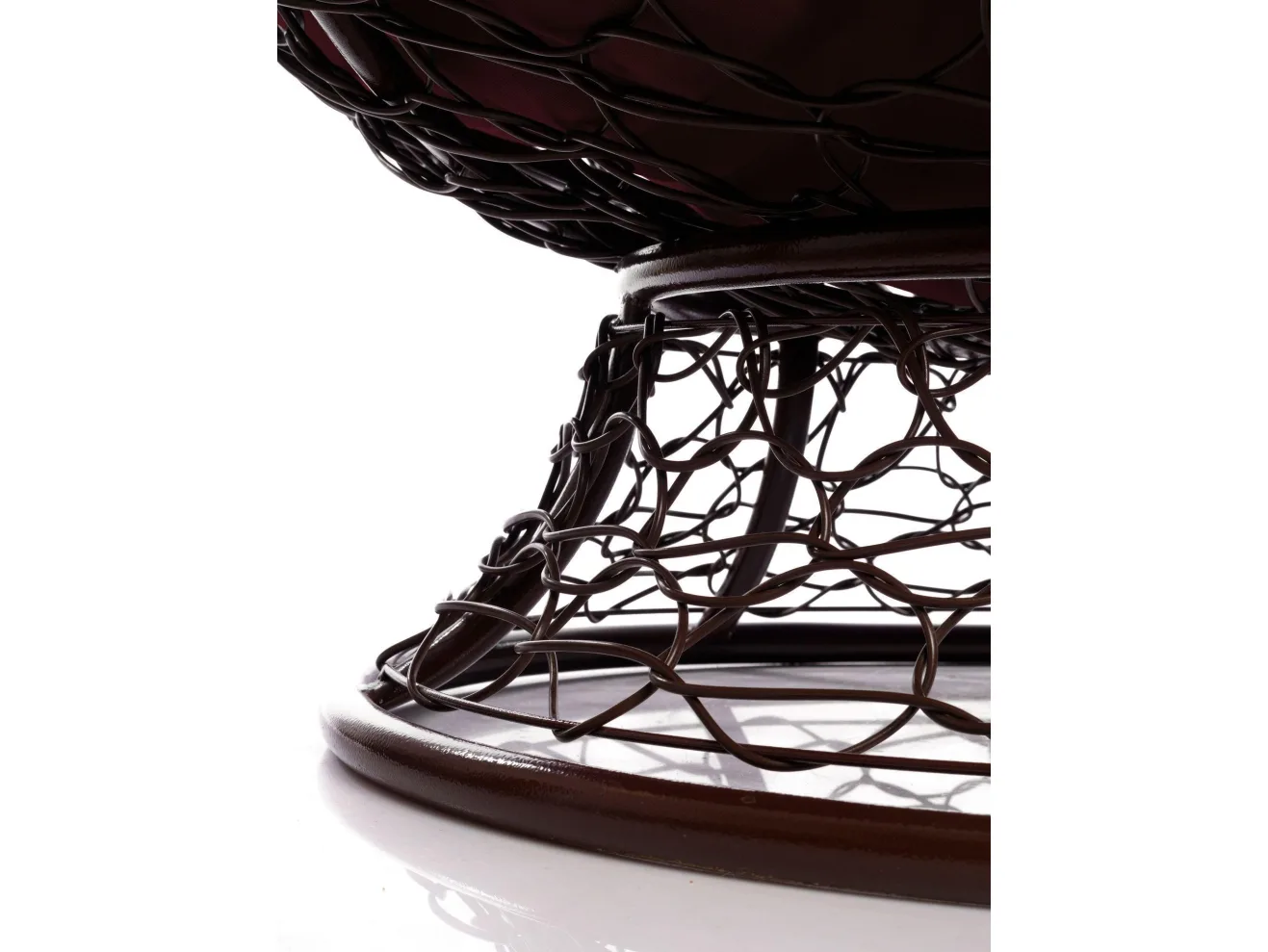 Диван МАМАСАН с ротангом коричневое, бордовая подушка арт. 12110202