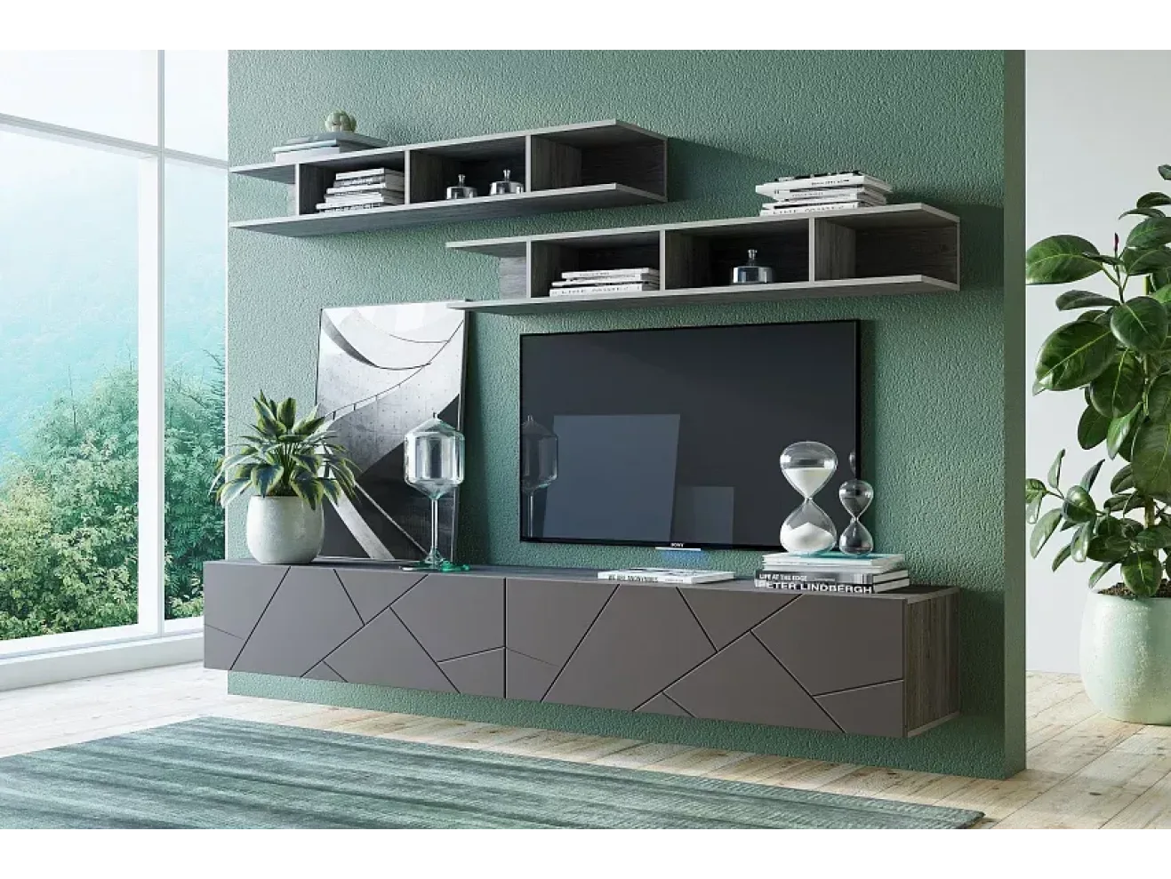 Гостиная Саммит комплектация 12 Ясень анкор тёмный/Софт графит арт. Slv0072