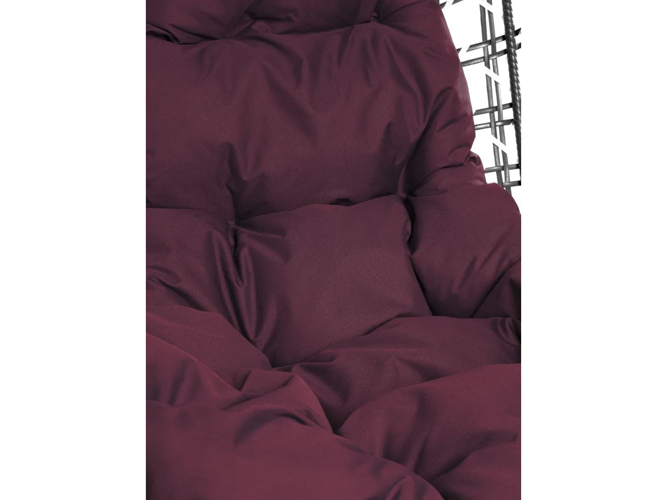 Подвесное кресло КАПЛЯ ЛЮКС Черная стойка, двуцветное с ротангом, чёрное/белое, бордовая подушка арт. 11034102