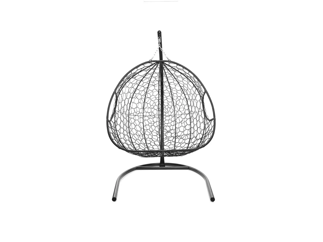 Подвесное кресло ДЛЯ ДВОИХ с ротангом чёрное, бордовая подушка арт. 11450402
