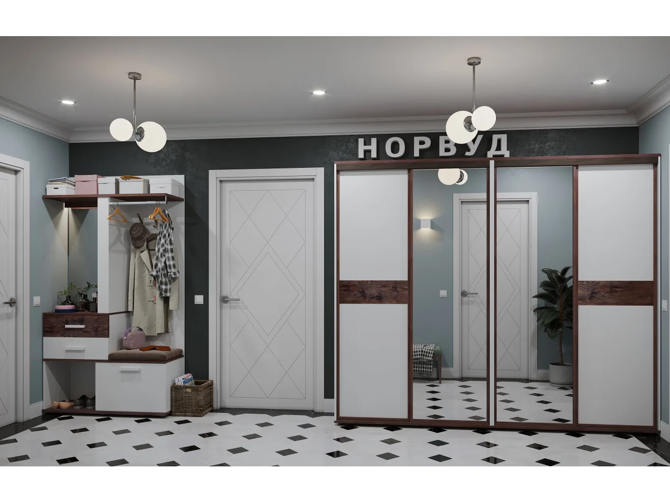 Шкаф-купе в прихожую Норвуд 303 арт. 00-00015139