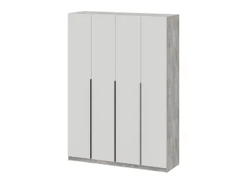 Шкаф распашной ШК 5 (1600), Цемент светлый, Белый шагрень