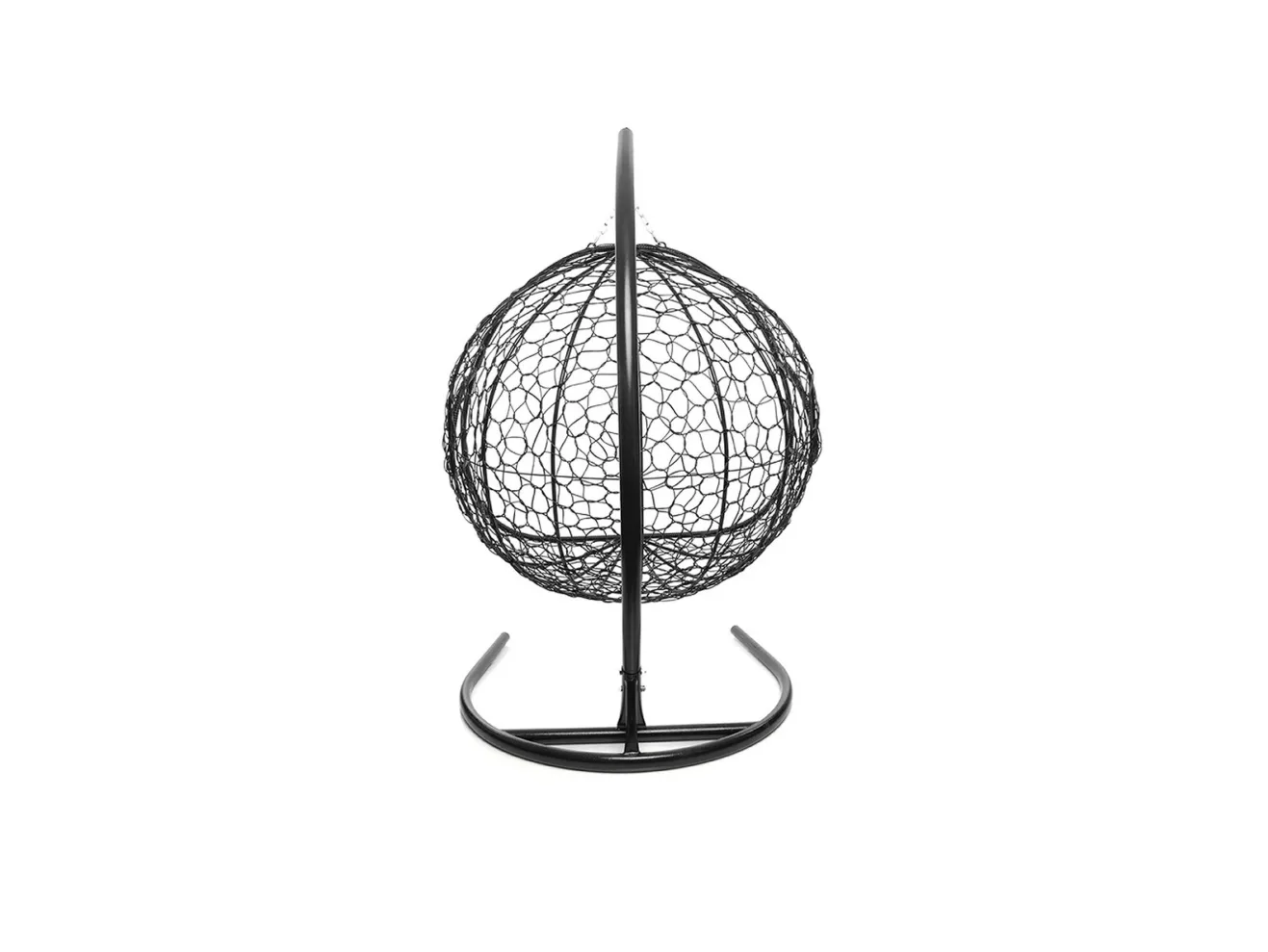 Подвесное кресло ДЛЯ ДВОИХ с ротангом чёрное, синяя подушка арт. 11450410