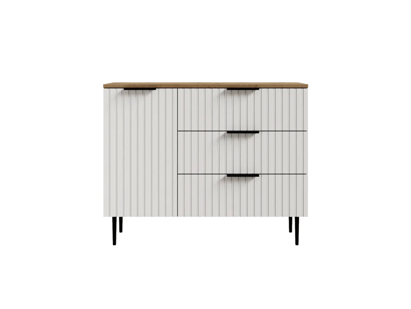 Белый комод с ящиками и дверцей, 100x80x36 см., дуб вотан/белый арт. Dvmws1216
