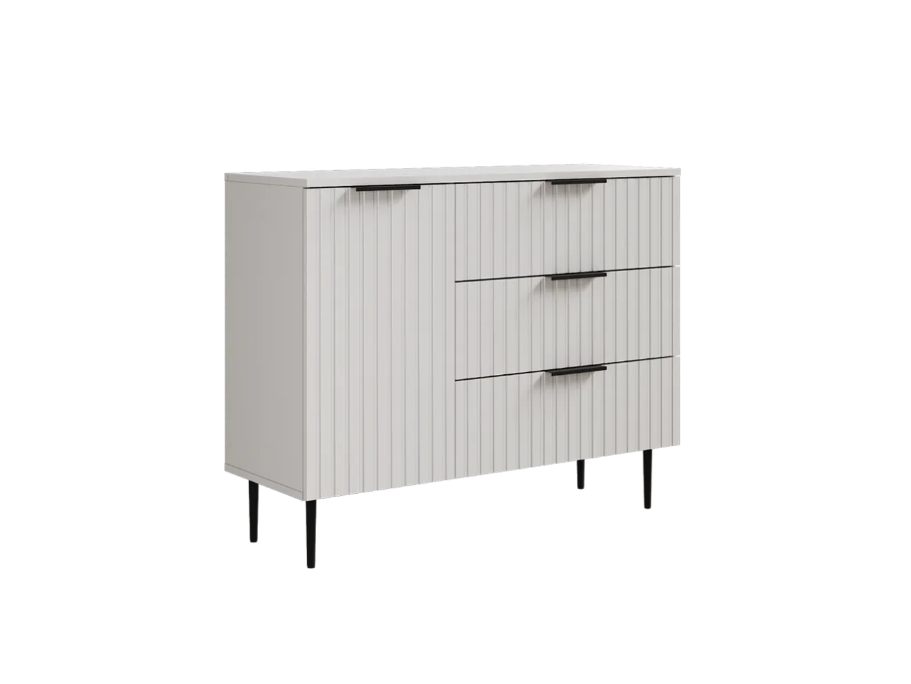 Белый комод с ящиками и дверцей Лофт Вельвет Белый, 100x80x36 см. арт. Dwmws1214