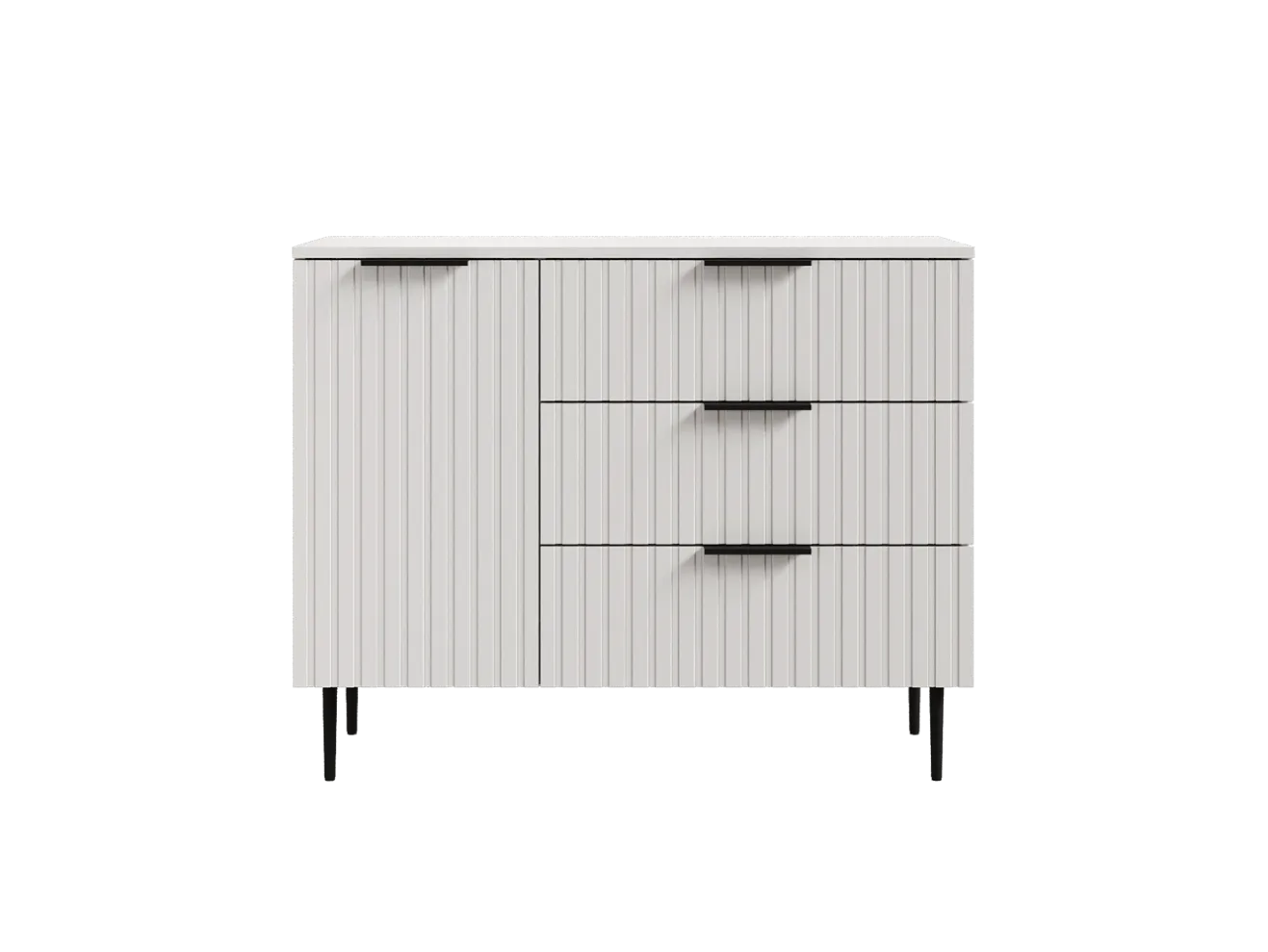 Белый комод с ящиками и дверцей Лофт Вельвет Белый, 100x80x36 см. арт. Dwmws1214