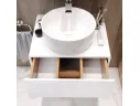 Тумба под раковину Round, 60x51x50 см., МДФ белый глянец/ЛДСП дуб вотан арт. Dvmwg985