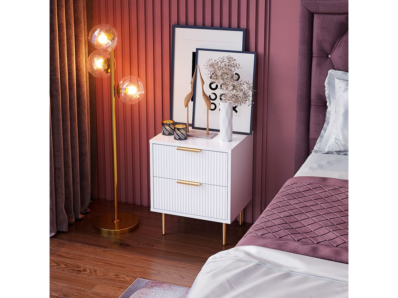Тумба прикроватная с двумя ящиками 