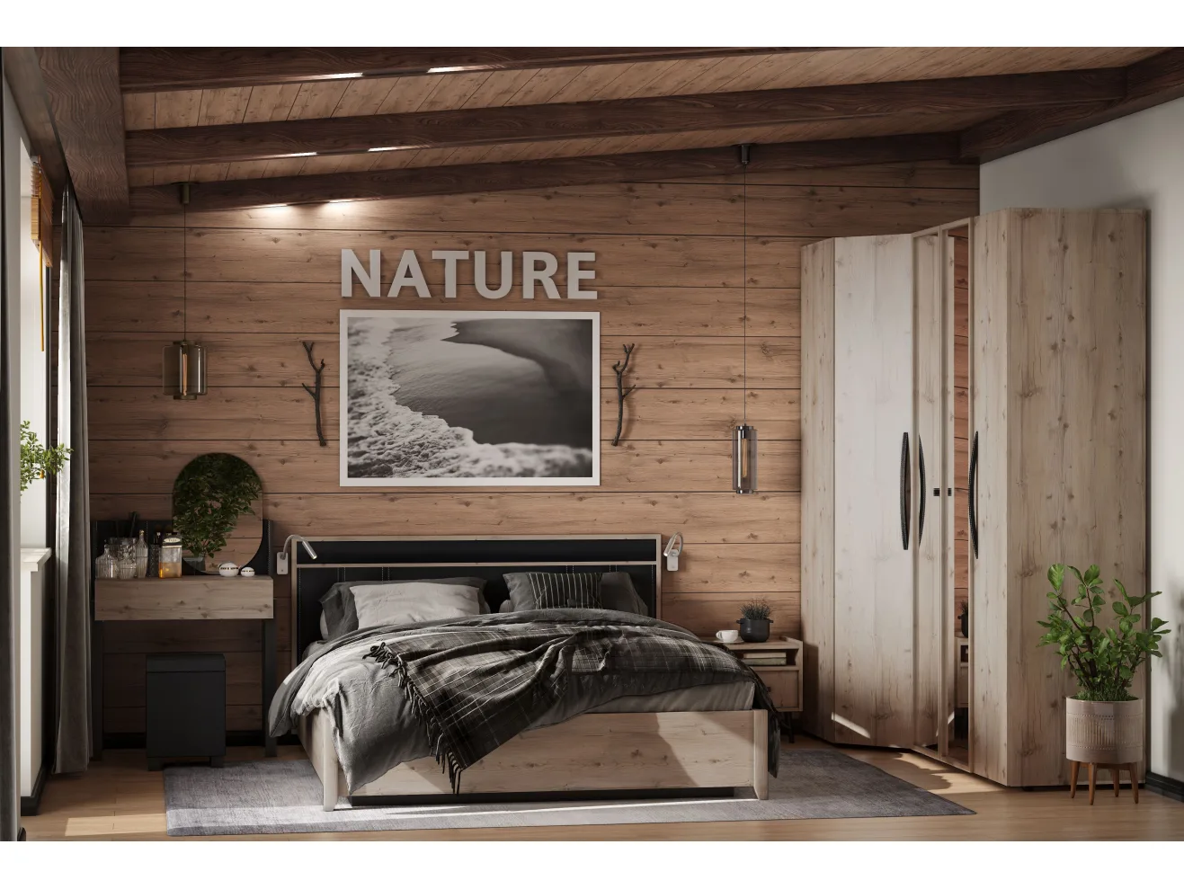 Кровать с подъемным механизмом Nature 306 Люкс 180х200, гаскон пайн арт. 00-00026370