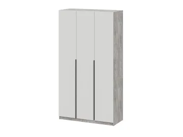 Шкаф распашной ШК 5 (1200), Цемент светлый, Белый шагрень