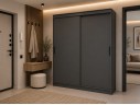 Шкаф-купе для одежды с ящиками и штангой, большой, в комнату Гранд 2,0 графит
