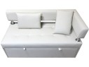 Диван-кровать кухонный Дельфин правый подлокотник, белая экокожа, 160x62х80