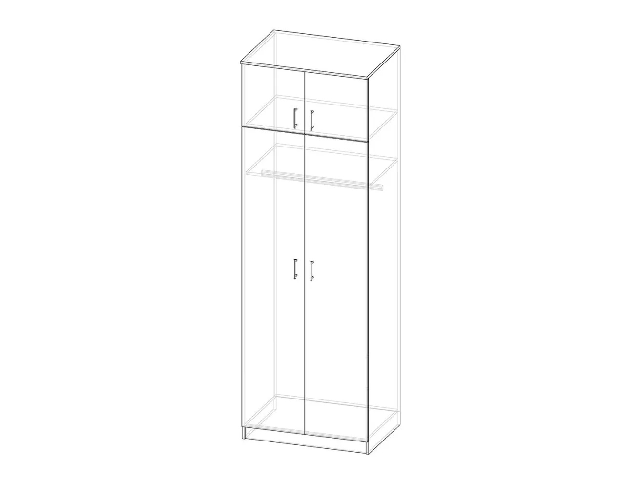 Шкаф двухстворчатый Д-5Л, дуб золотистый-анкор светлый, 80х55x240 арт. 3310333