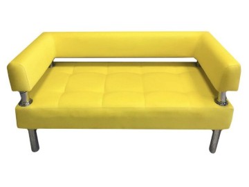 Диван Сантьяго с боковинами, желтая экокожа, 120x58х80
