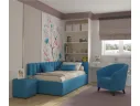 Мягкая кровать Milena 900 синяя с подъемным механизмом и матрасом АСТРА арт. Тэ-00004070
