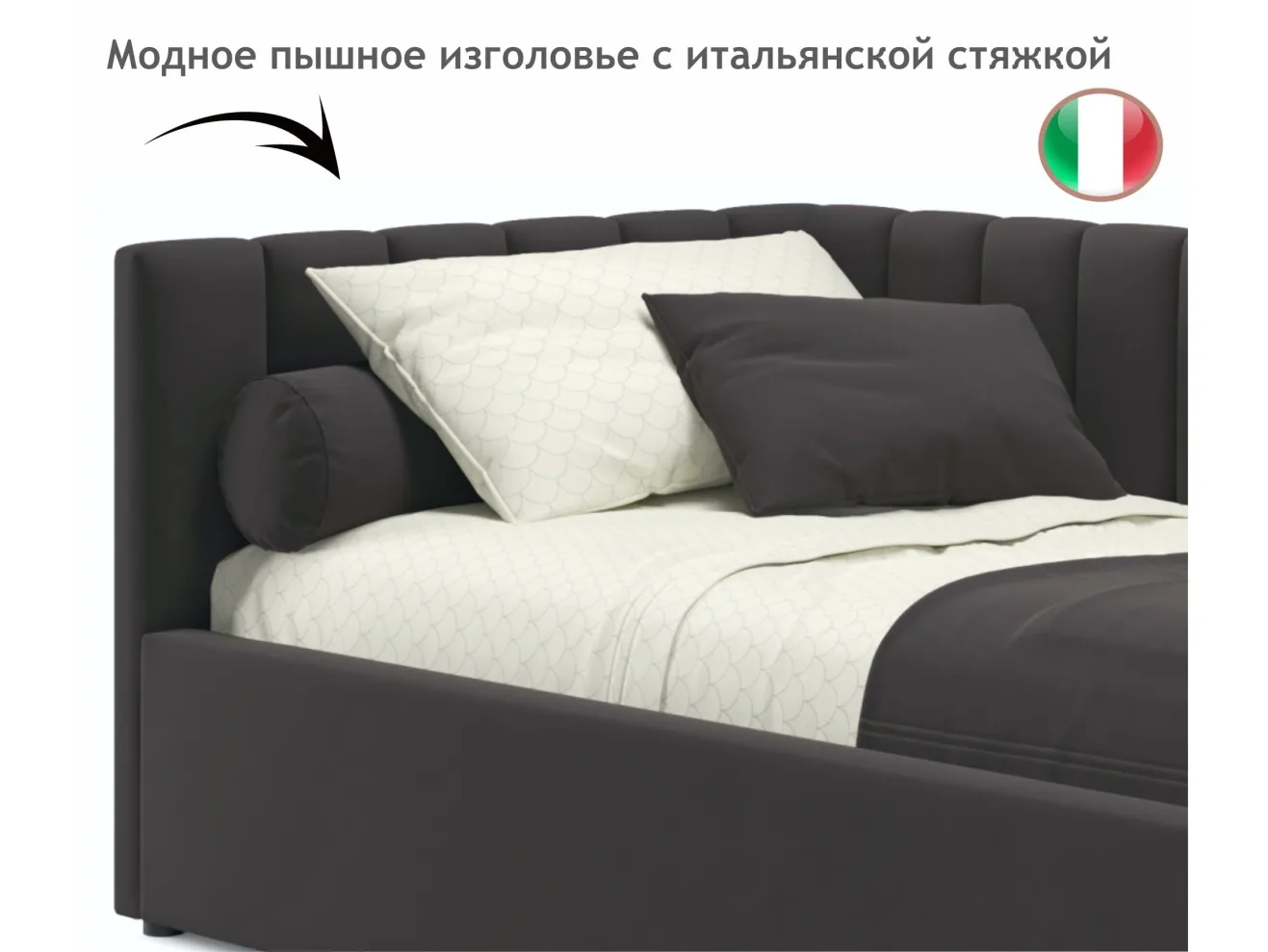 Мягкая кровать Milena 900 шоколад с подъемным механизмом арт. Тэ-00004051