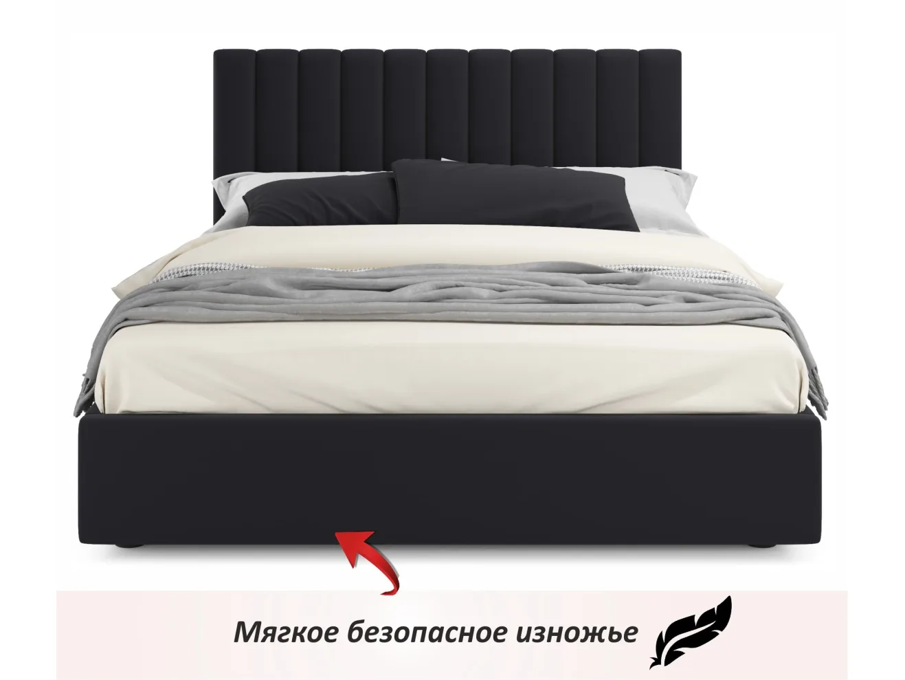 Мягкая кровать Olivia 1600 темная с ящиками арт. Тэ-00005448