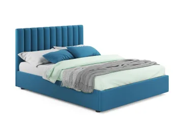 Мягкая кровать Olivia 1400 синяя с ортопедическим основанием