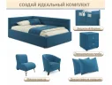 Мягкая кровать-тахта Aura 1200 синяя с подъемным механизмом арт. Тэ-00005703