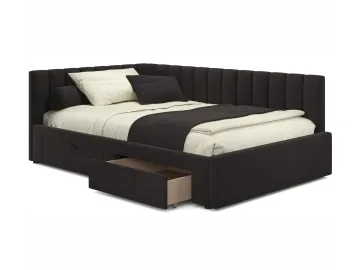 Мягкая кровать-тахта Milena 1200 шоколад с ящиками
