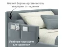 Односпальная кровать-тахта Bonna 900 с защитным бортиком серая и подъемным механизмом арт. Тэ-00005409