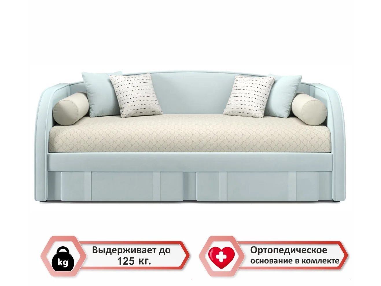 Мягкая кровать Elda 900 мята пастель с ортопедическим основанием и матрасом ГОСТ арт. Тэ-00003896