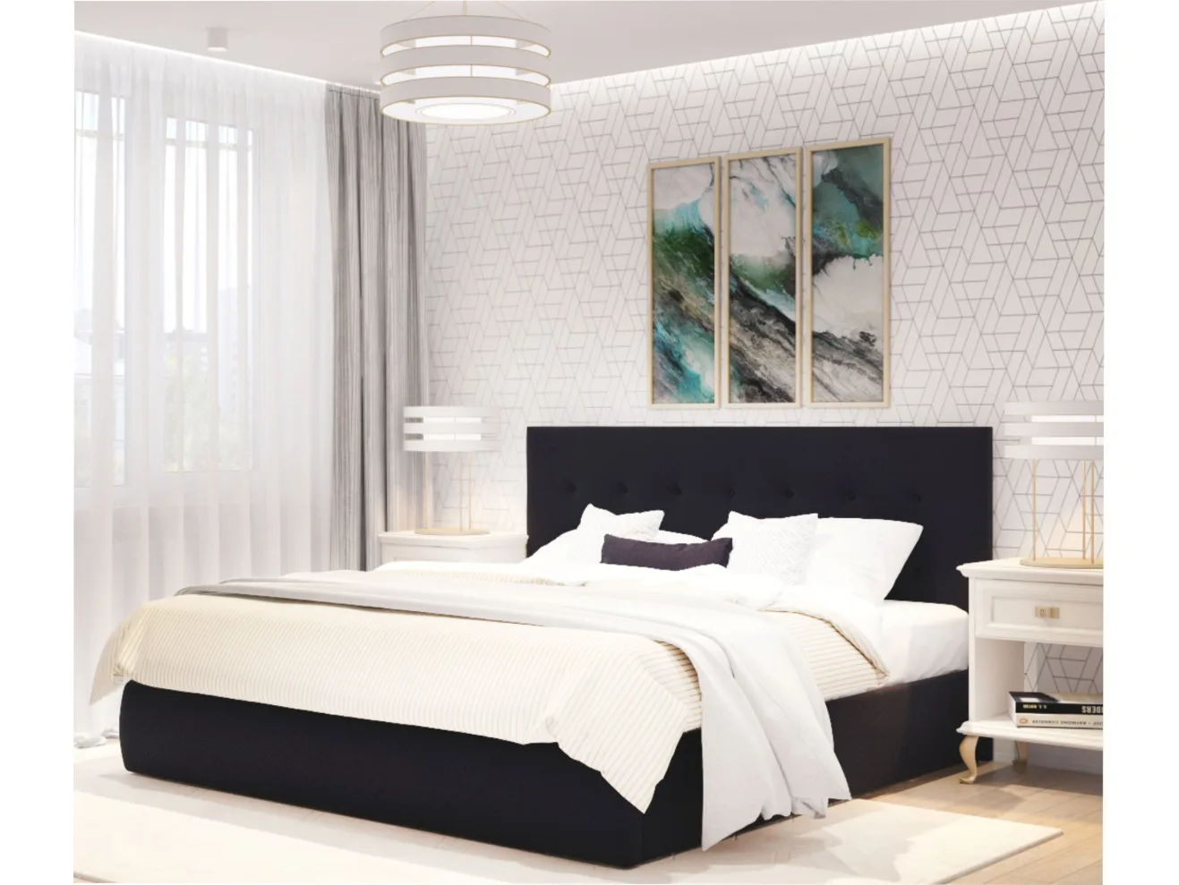 Мягкая кровать Selesta 1400 темная с матрасом PROMO B COCOS с подъемным механизмом арт. Тэ-00002403