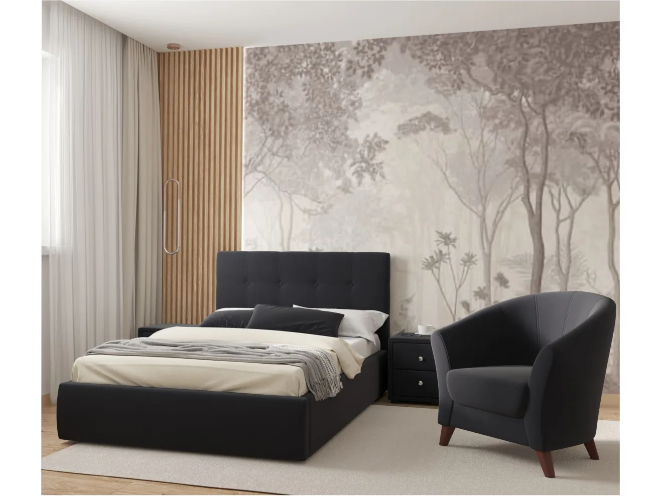 Мягкая кровать Selesta 1200 темная с подъем.механизмом арт. Тэ-00002673