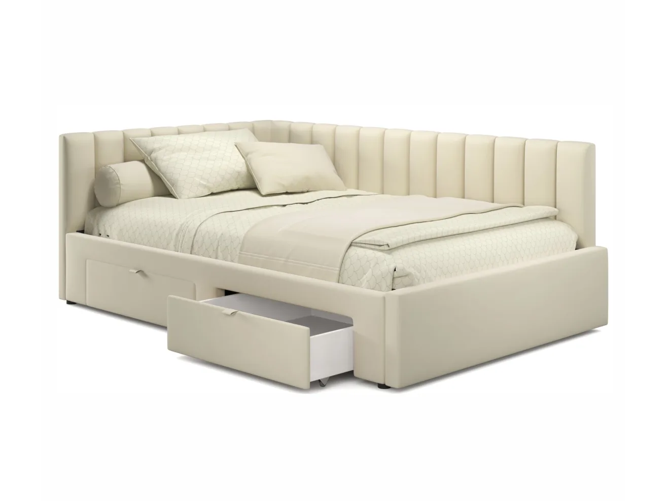 Мягкая кровать-тахта Milena 900 бежевая с ящиками арт. Тэ-00005920