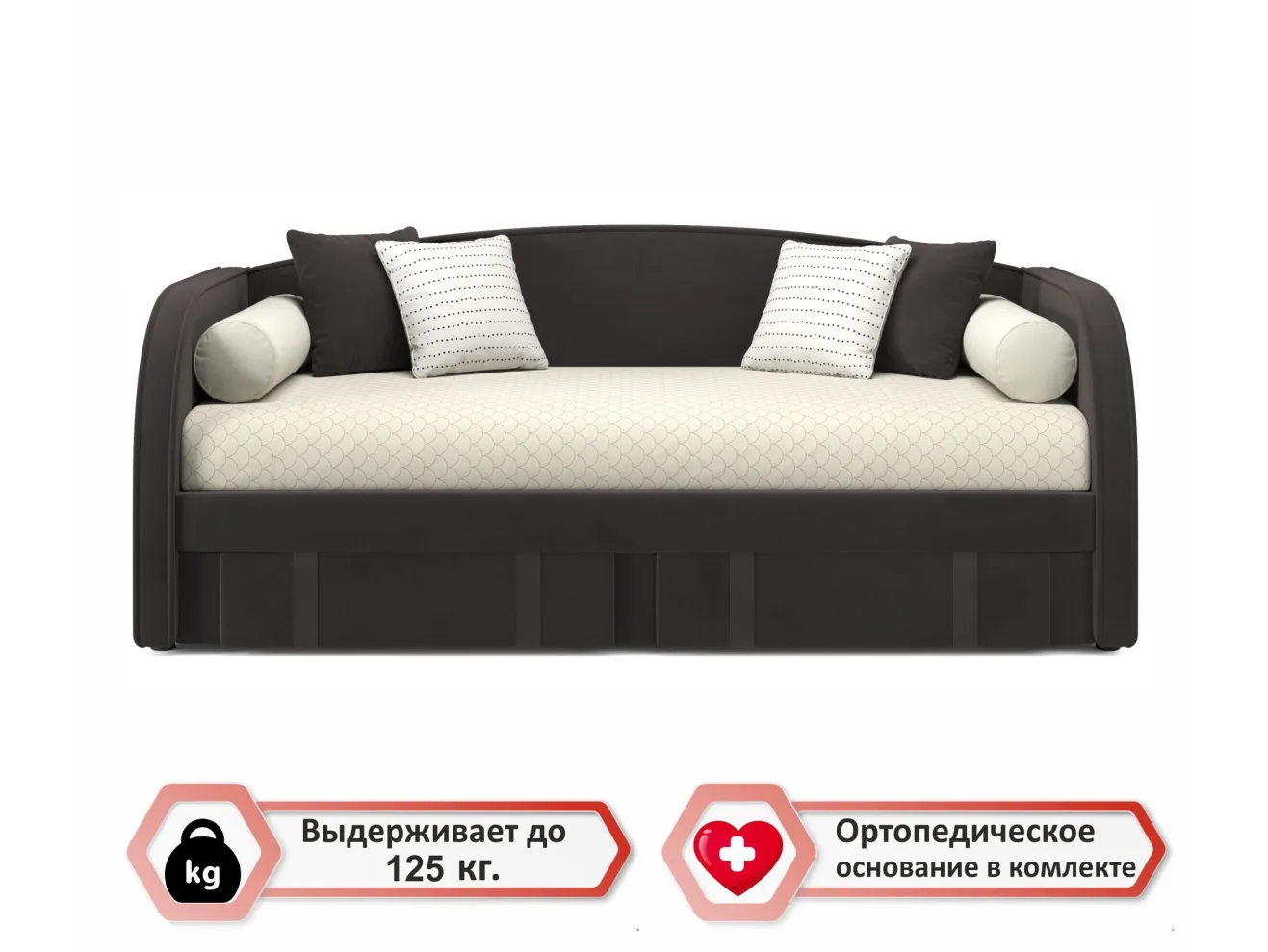 Мягкая кровать Elda 900 шоколад с ортопедическим основанием и матрасом ГОСТ арт. Тэ-00003894