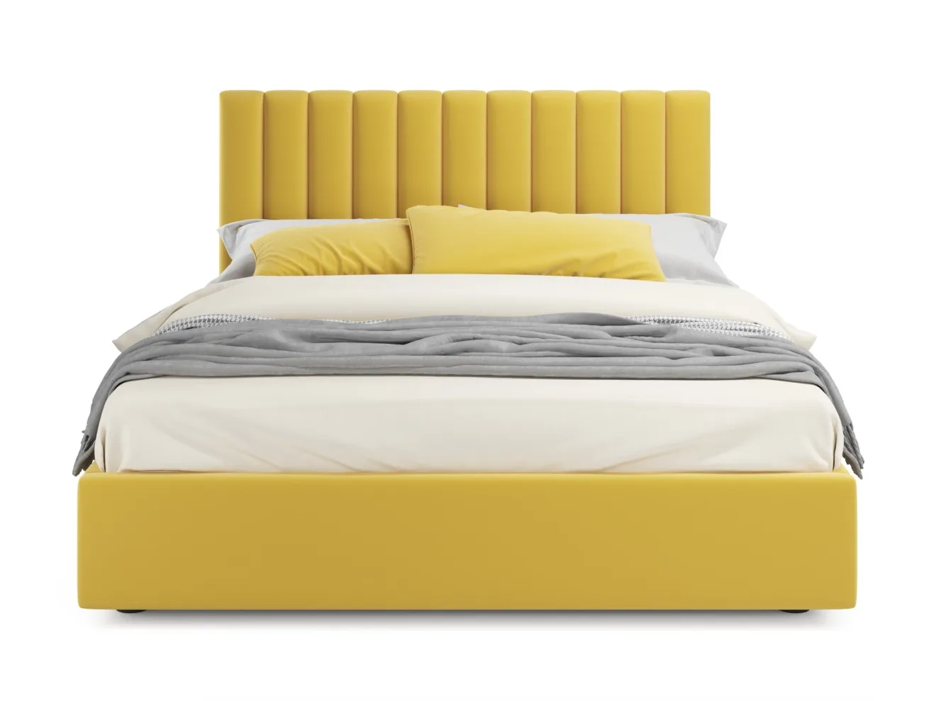 Мягкая кровать Olivia 1400 желтая с ортопедическим основанием арт. Тэ-00004143