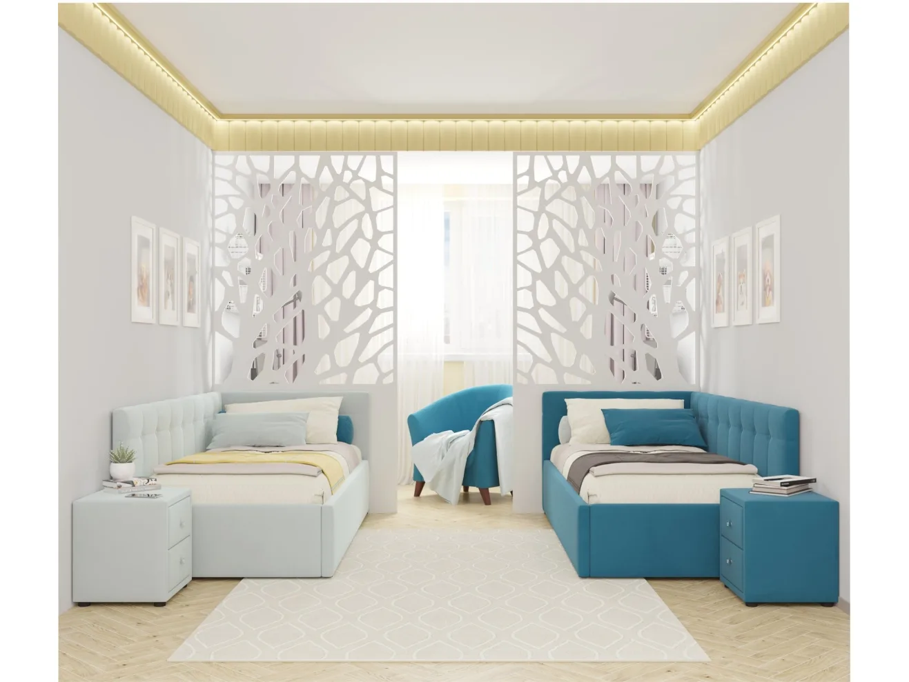 Односпальная кровать-тахта Bonna 900 синяя ортопед.основание арт. Тэ-00002723