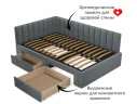 Мягкая кровать-тахта Milena 1200 серая с ящиками арт. Тэ-00005455