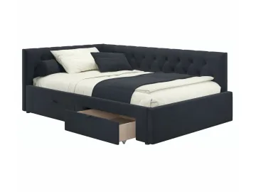 Мягкая кровать-тахта Afelia 1200 черная с ящиками