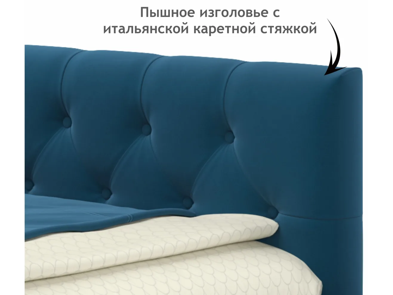 Мягкая кровать-тахта Afelia 1200 синяя c ящиками арт. Тэ-00005584
