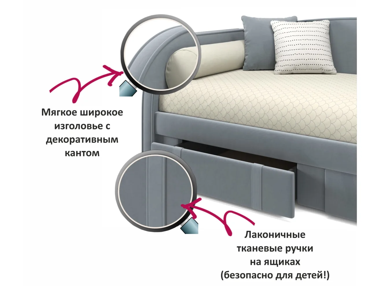 Мягкая кровать Elda 900 серая с ортопедическим основанием и матрасом ГОСТ арт. Тэ-00003891