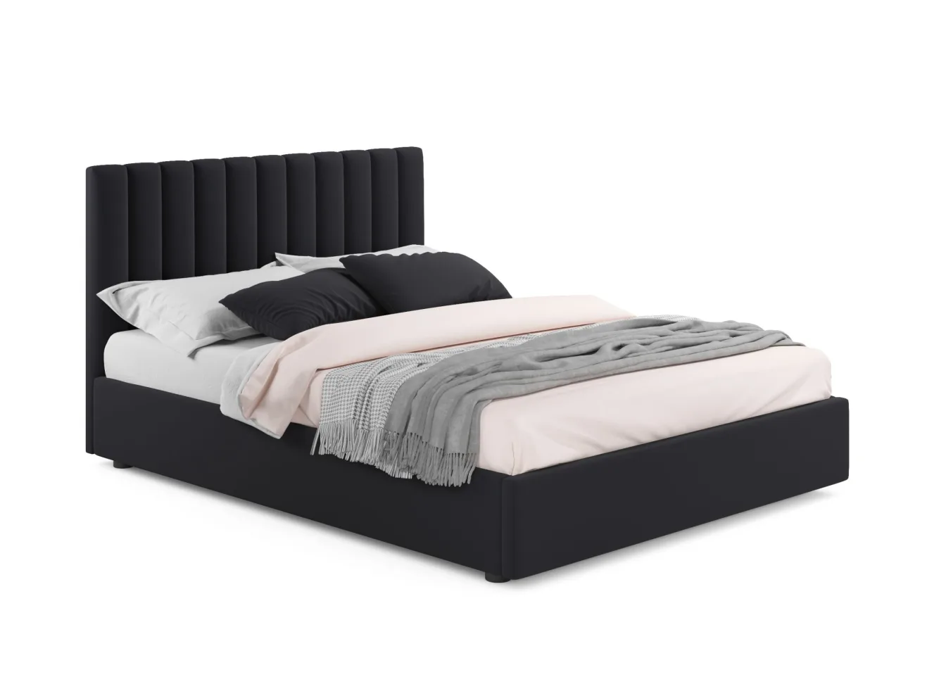 Мягкая кровать Olivia 1400 темная с ортопедическим основанием арт. Тэ-00004146
