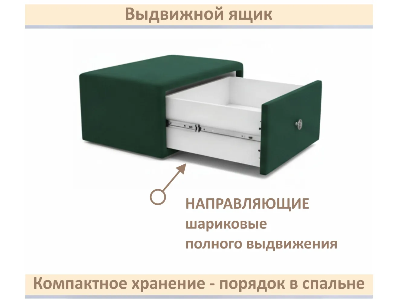 Мягкая прикроватная навесная тумба Mild изумруд арт. Тэ-00005903