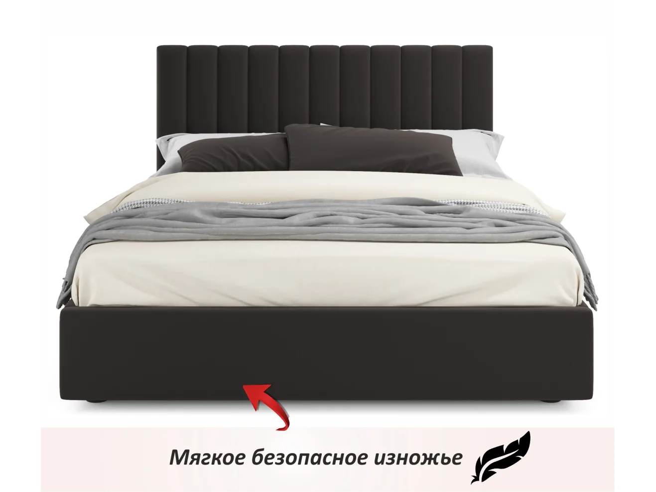 Мягкая кровать Olivia 1600 шоколад с ящиками арт. Тэ-00005449