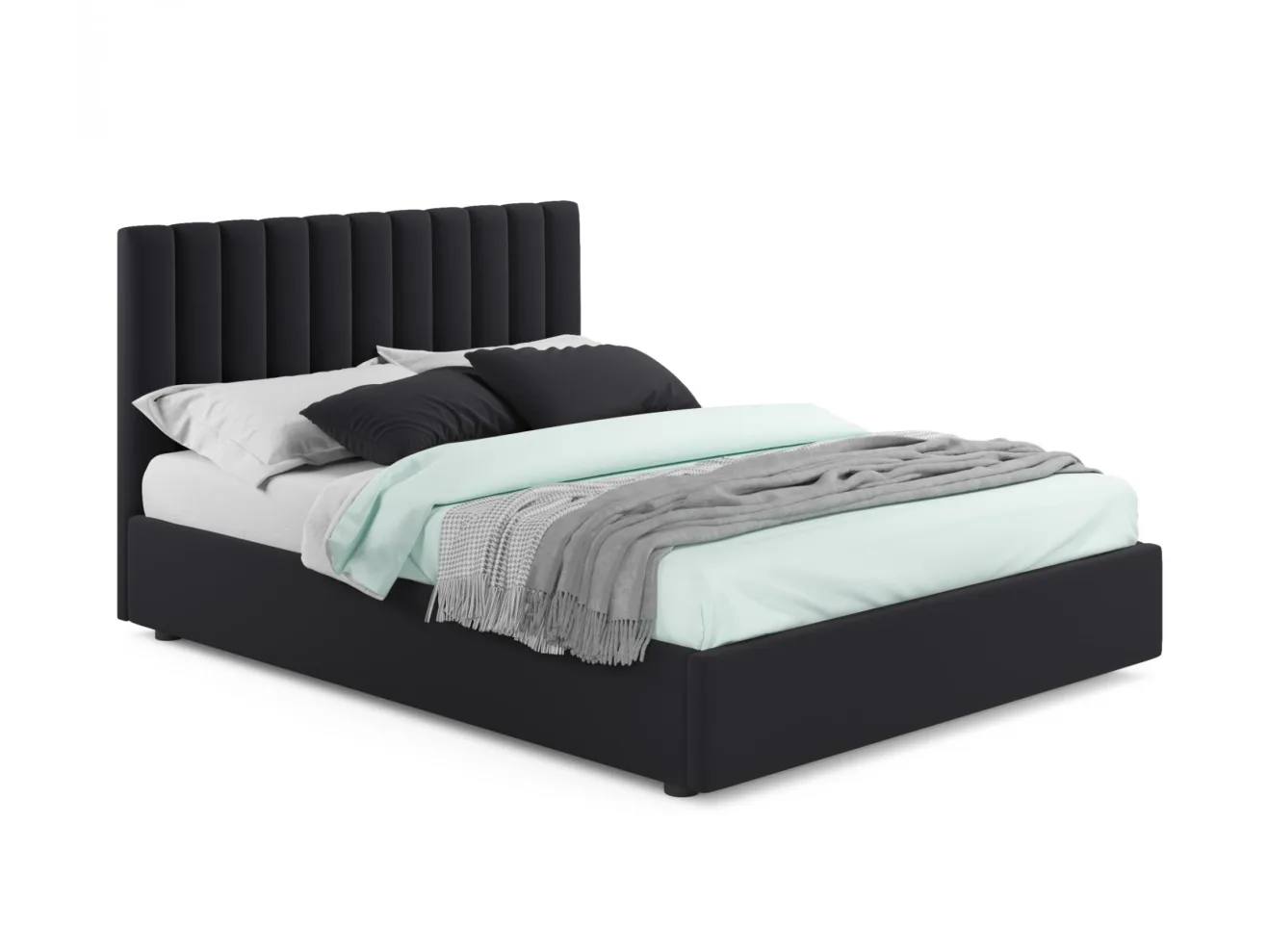 Мягкая кровать Olivia 1600 темная с ортопедическим основанием арт. Тэ-00003864