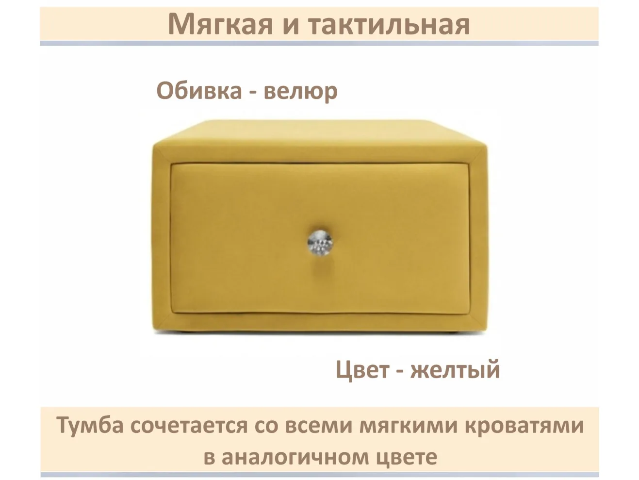 Мягкая прикроватная навесная тумба Mild желтая арт. Тэ-00005896