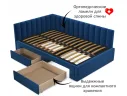 Мягкая кровать-тахта Milena 1200 синяя c ящиками арт. Тэ-00005453
