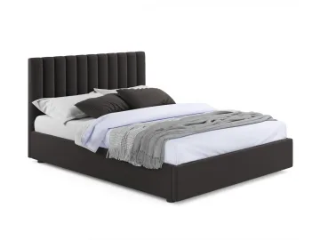 Мягкая кровать Olivia 1600 шоколад с ортопедическим основанием