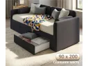 Мягкая кровать Эмили 900 c ящиками черная арт. Тэ-00007143