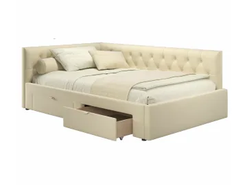 Мягкая кровать-тахта Afelia 1200 бежевая с ящиками