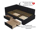 Мягкая кровать-тахта Milena 1200 темная с ящиками арт. Тэ-00005457