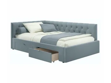 Мягкая кровать-тахта Afelia 1200 серая с ящиками