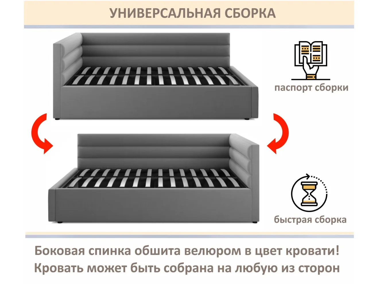 Мягкая кровать-тахта Aura 1200 мокко с подъемным механизмом арт. Тэ-00005774