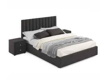 Мягкая кровать с тумбами Olivia 1600 шоколад с подъемным механизмом